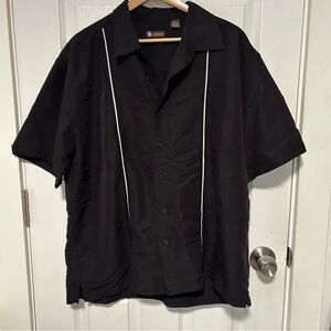 Vintage Centro Black Short Sleeve Bowling Shirt XL